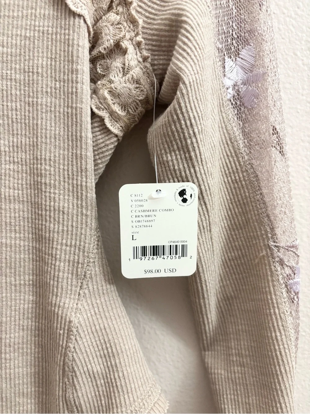NWT Free People x Revolve Jolie Top in Cashmere